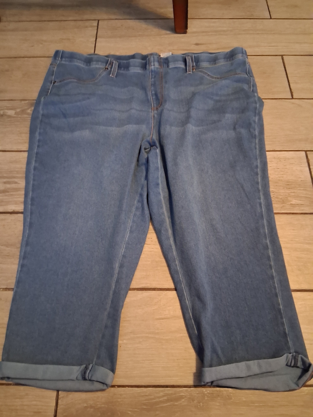 Terra & Sky Light Blue Cropped Jeans with Cuffed Hem